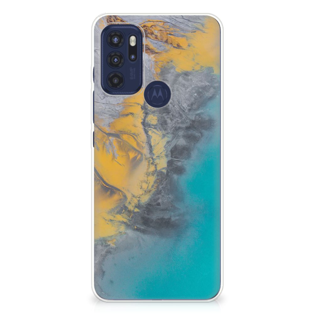 Motorola Moto G60s TPU Siliconen Hoesje Marble Blue Gold B2C Telecom