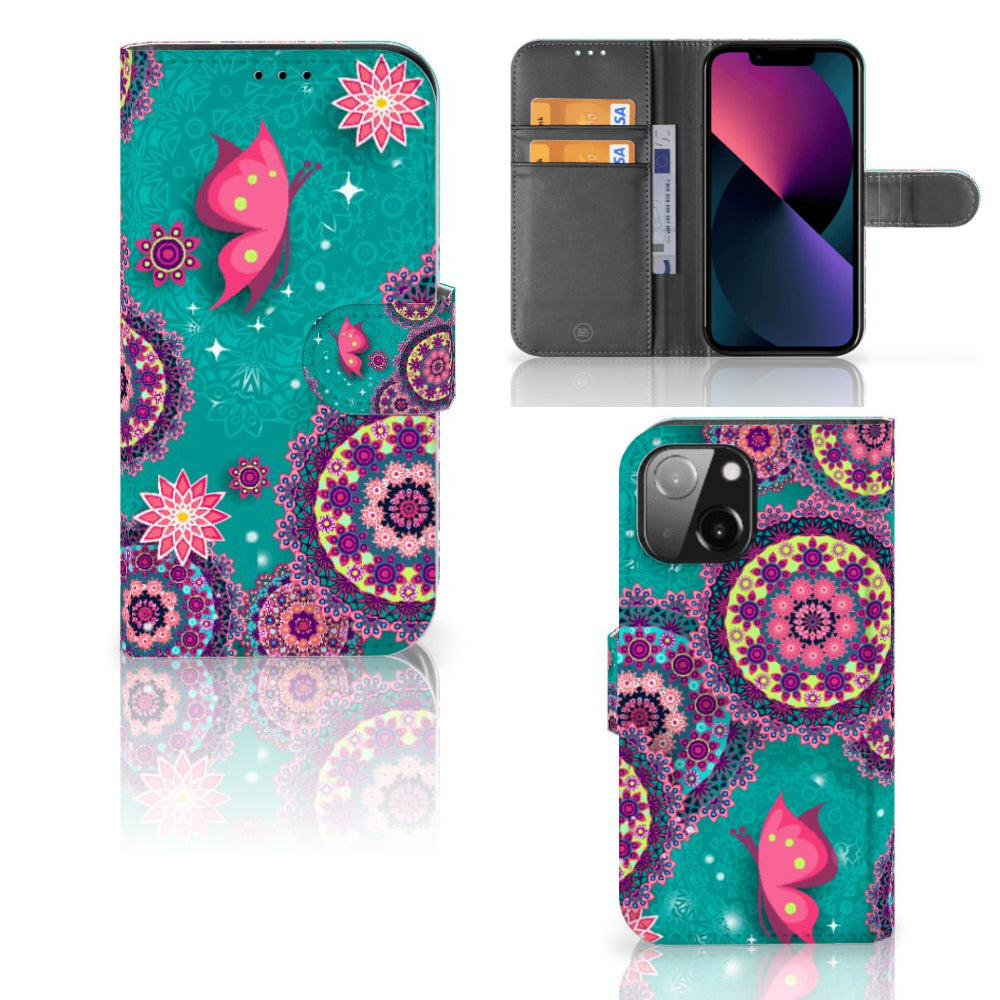 iPhone 13 Mini Hoesje Cirkels en Vlinders