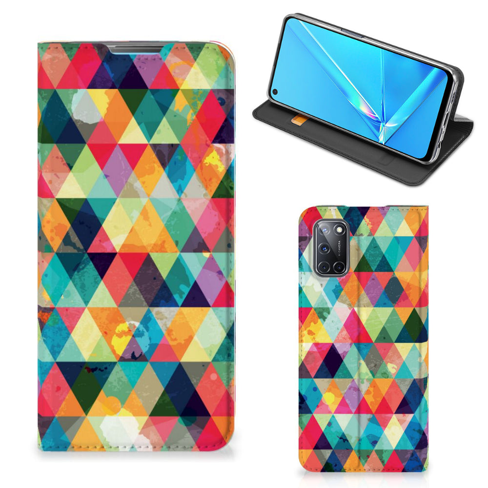 OPPO A52 | A72 Hoesje met Magneet Geruit