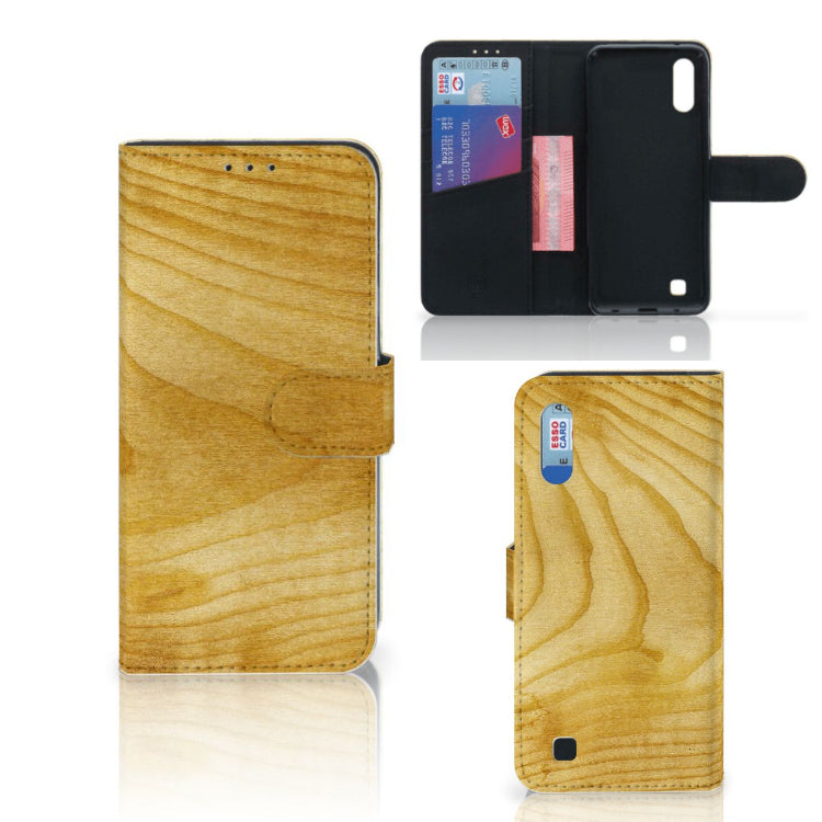 Samsung Galaxy M10 Book Style Case Licht Hout