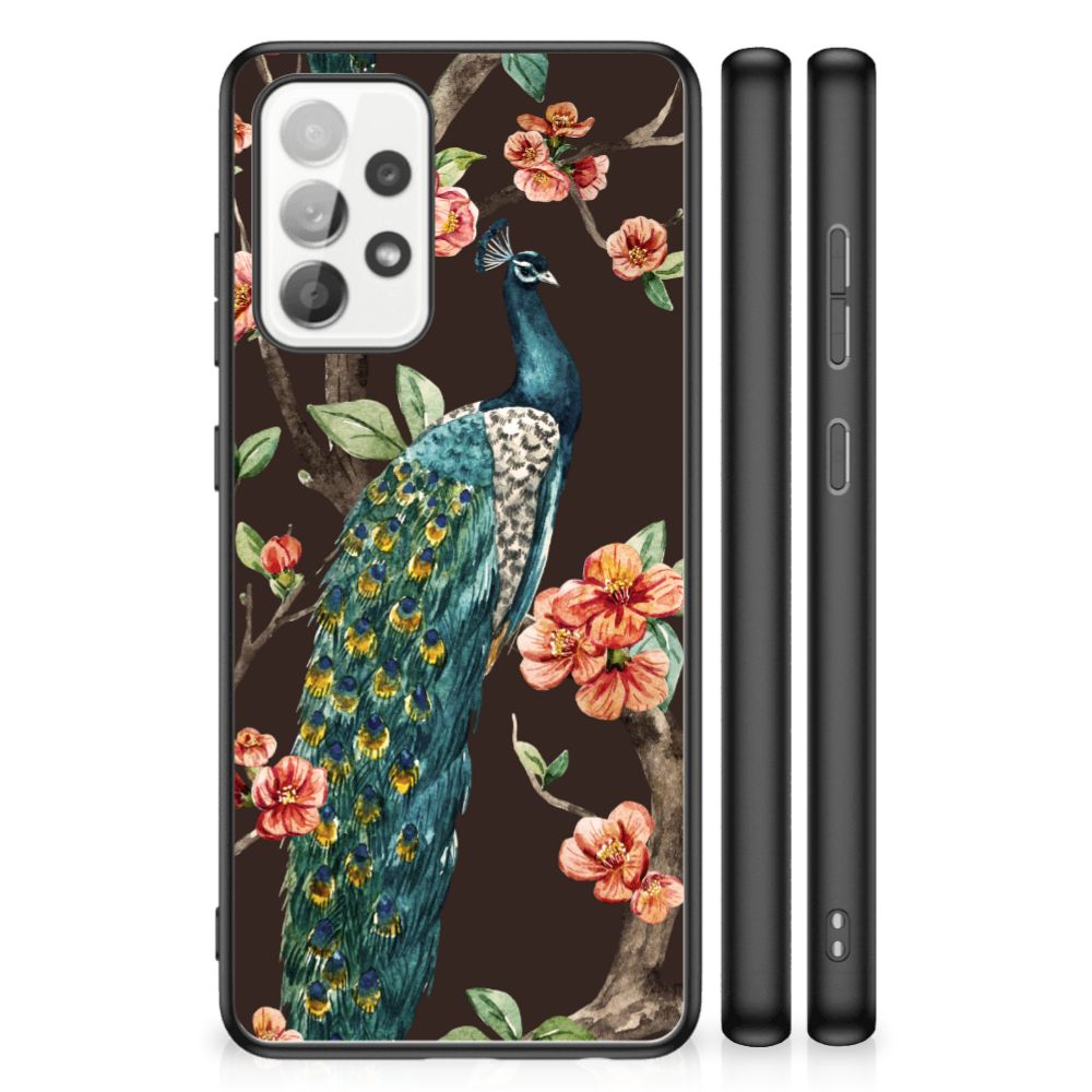 Samsung Galaxy A52 | A52s (5G/4G) Dierenprint Telefoonhoesje Pauw met Bloemen B2C Telecom