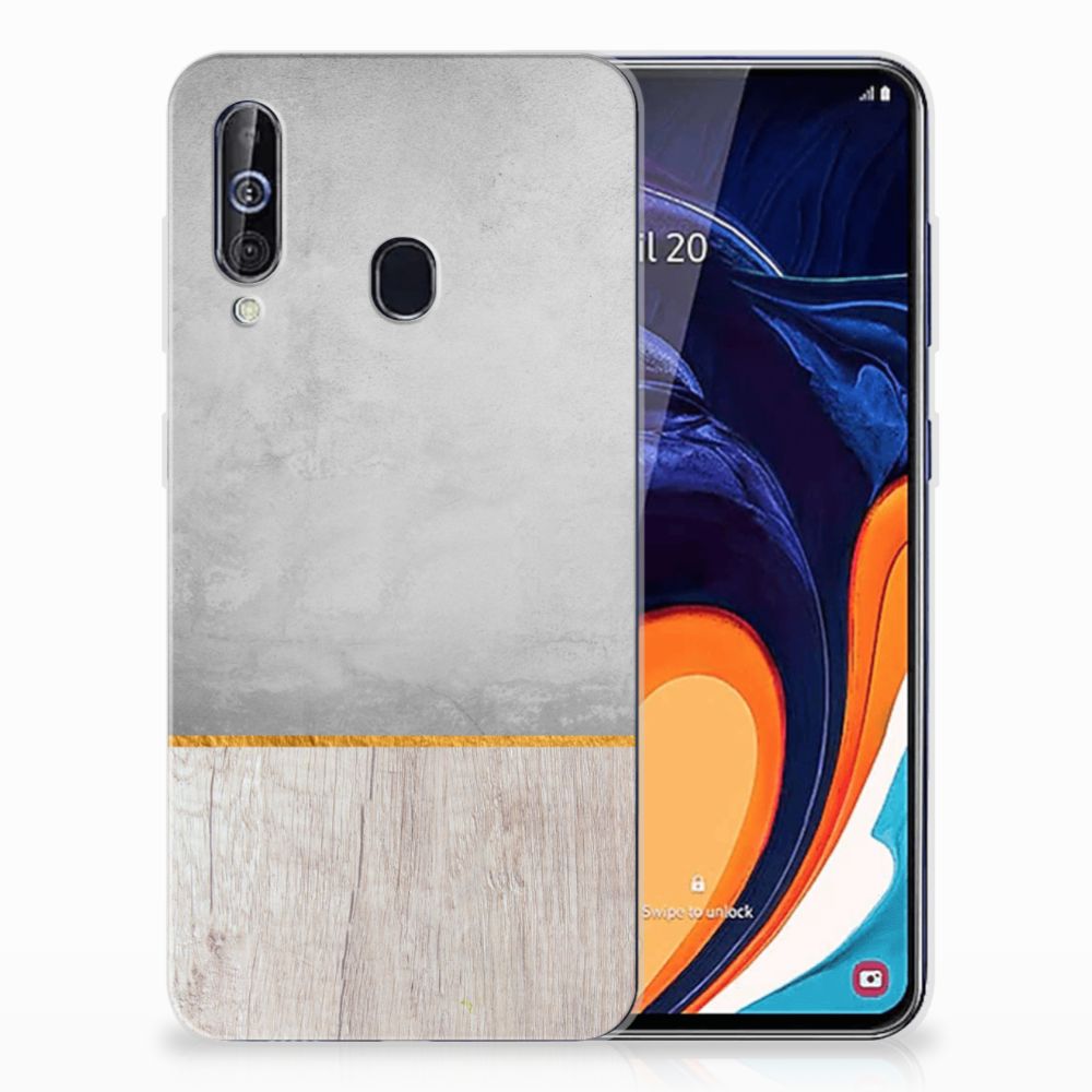 Samsung Galaxy A60 Bumper Hoesje Wood Concrete