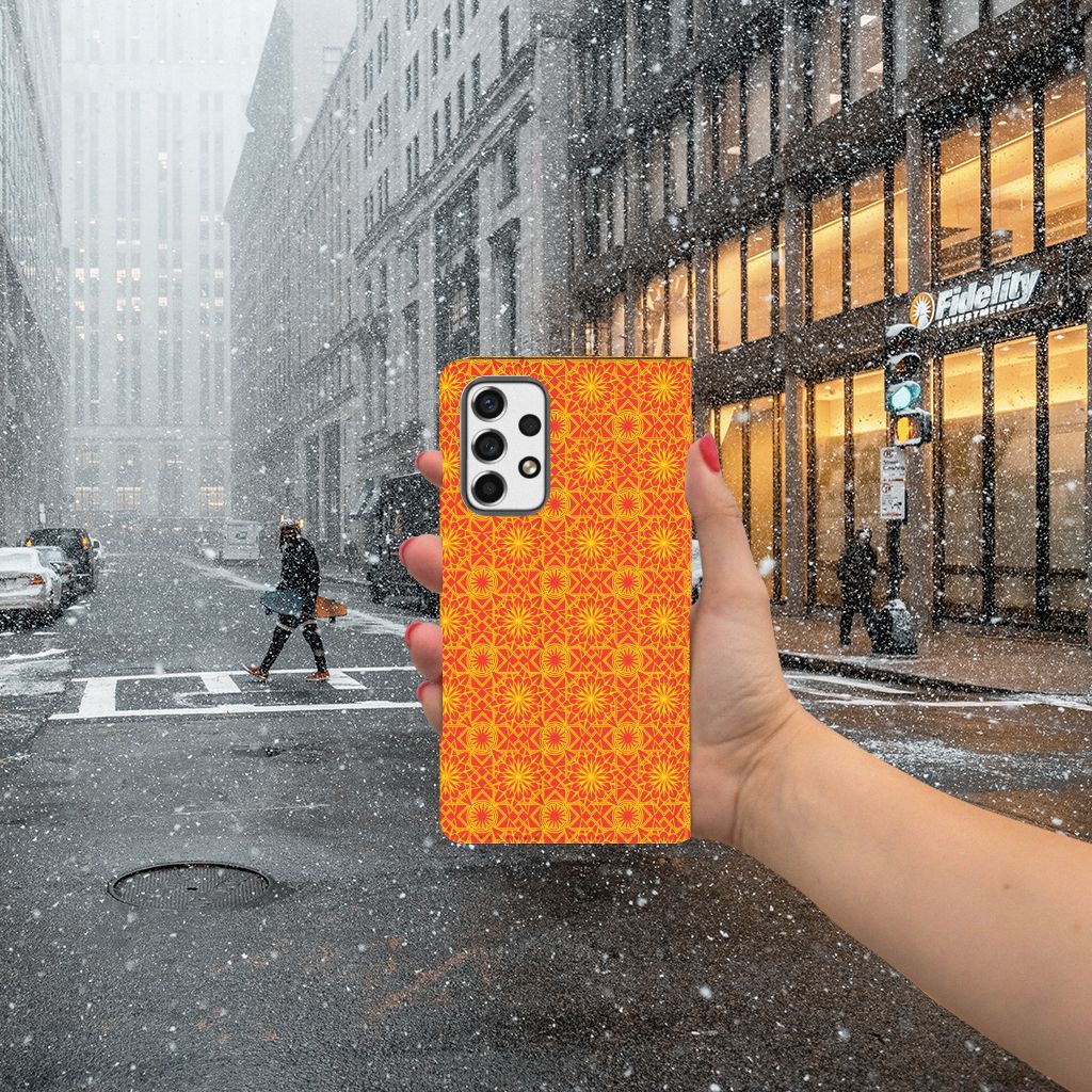 Samsung Galaxy A53 Hoesje met Magneet Batik Oranje - B2C Telecom