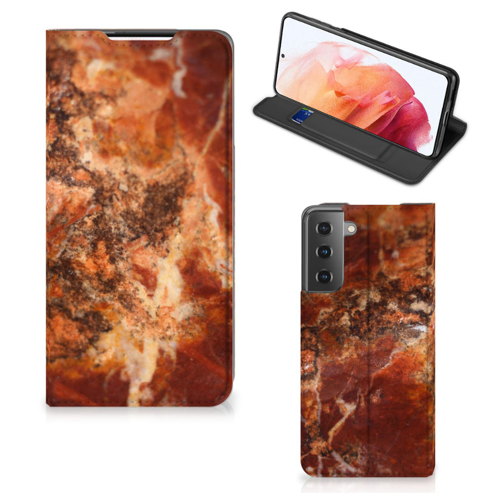 Samsung Galaxy S21 Standcase Marmer Bruin