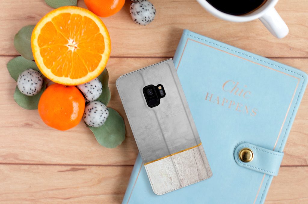 Samsung Galaxy S9 Book Wallet Case Wood Concrete