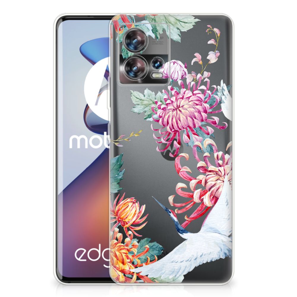 Motorola Edge 30 Fusion TPU Hoesje Bird Flowers