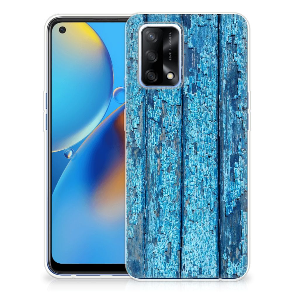 OPPO A74 4G Bumper Hoesje Wood Blue B2C Telecom