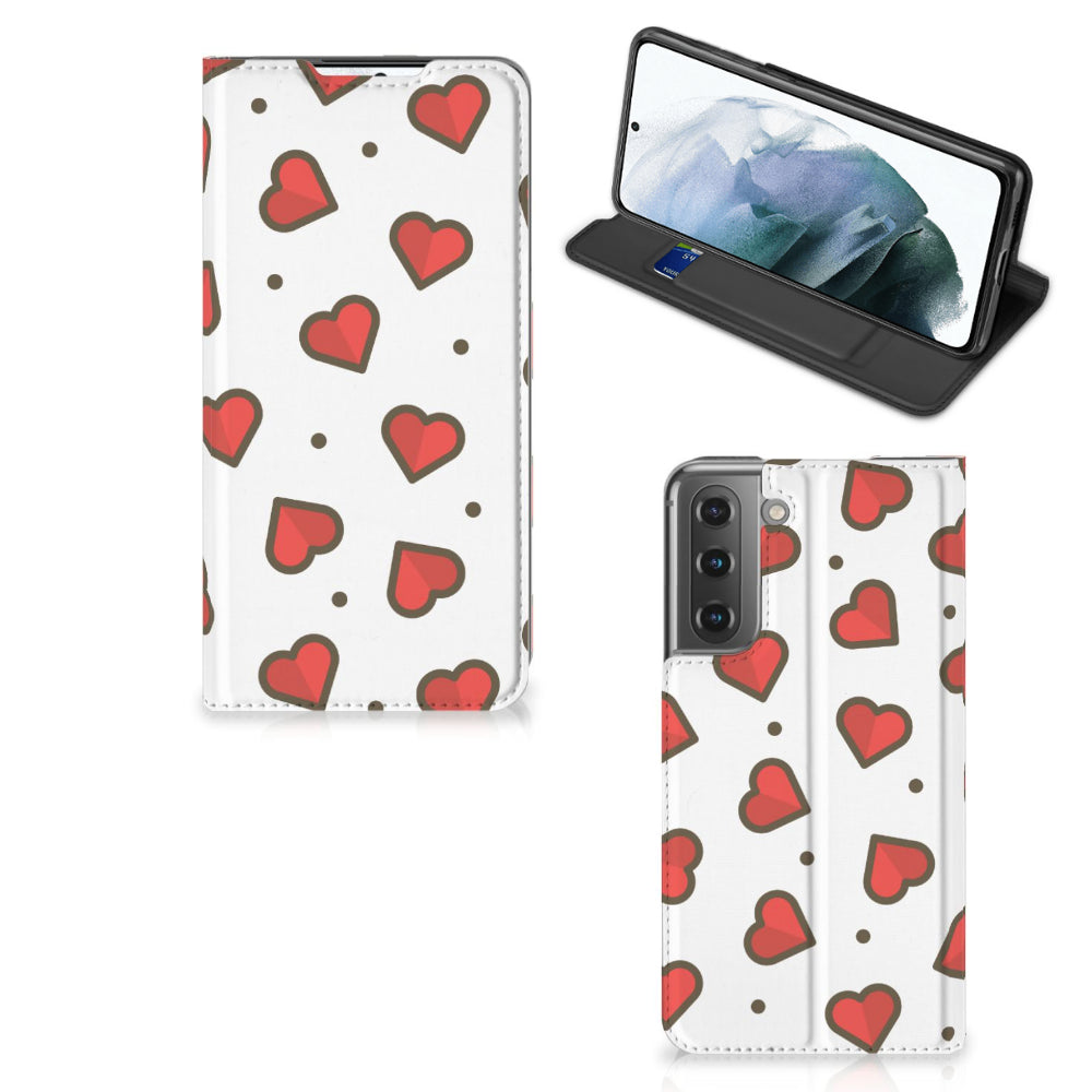 Samsung Galaxy S21 FE Hoesje met Magneet Hearts