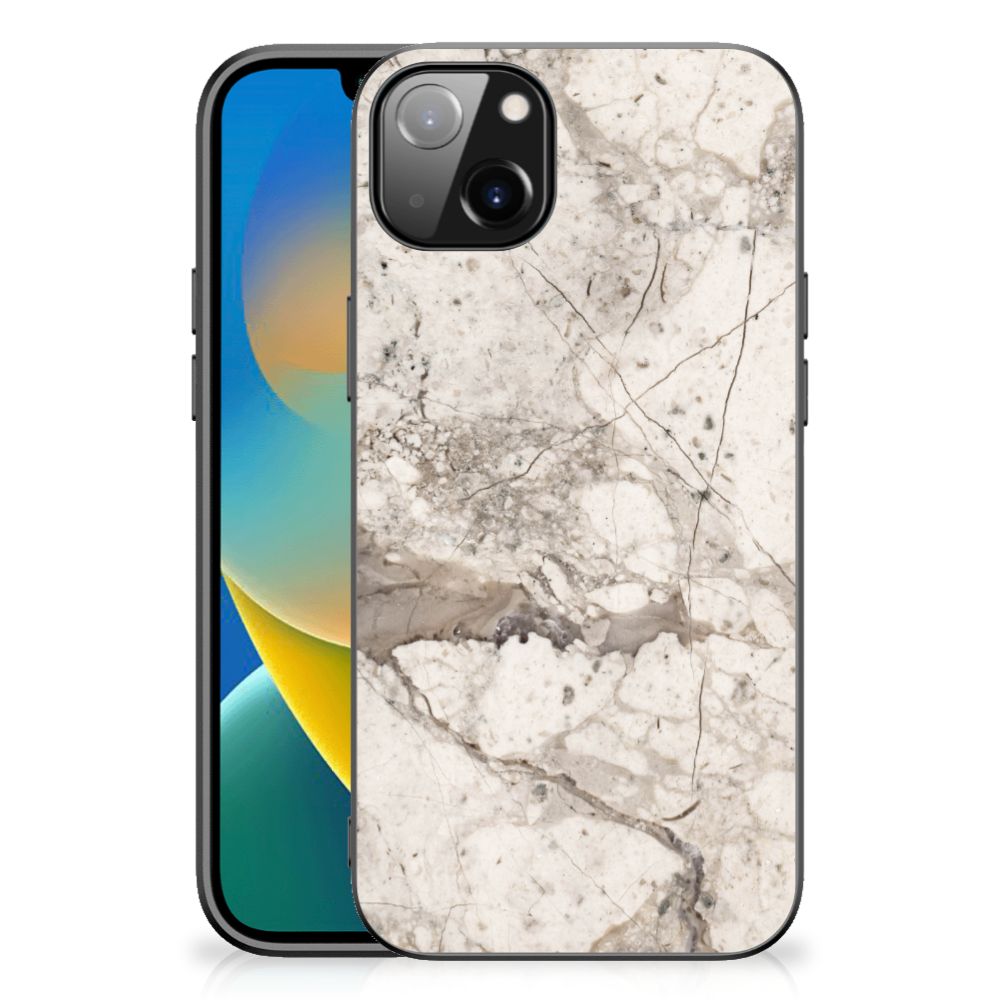 iPhone 14 Plus Marmeren Print Telefoonhoesje Marmer Beige