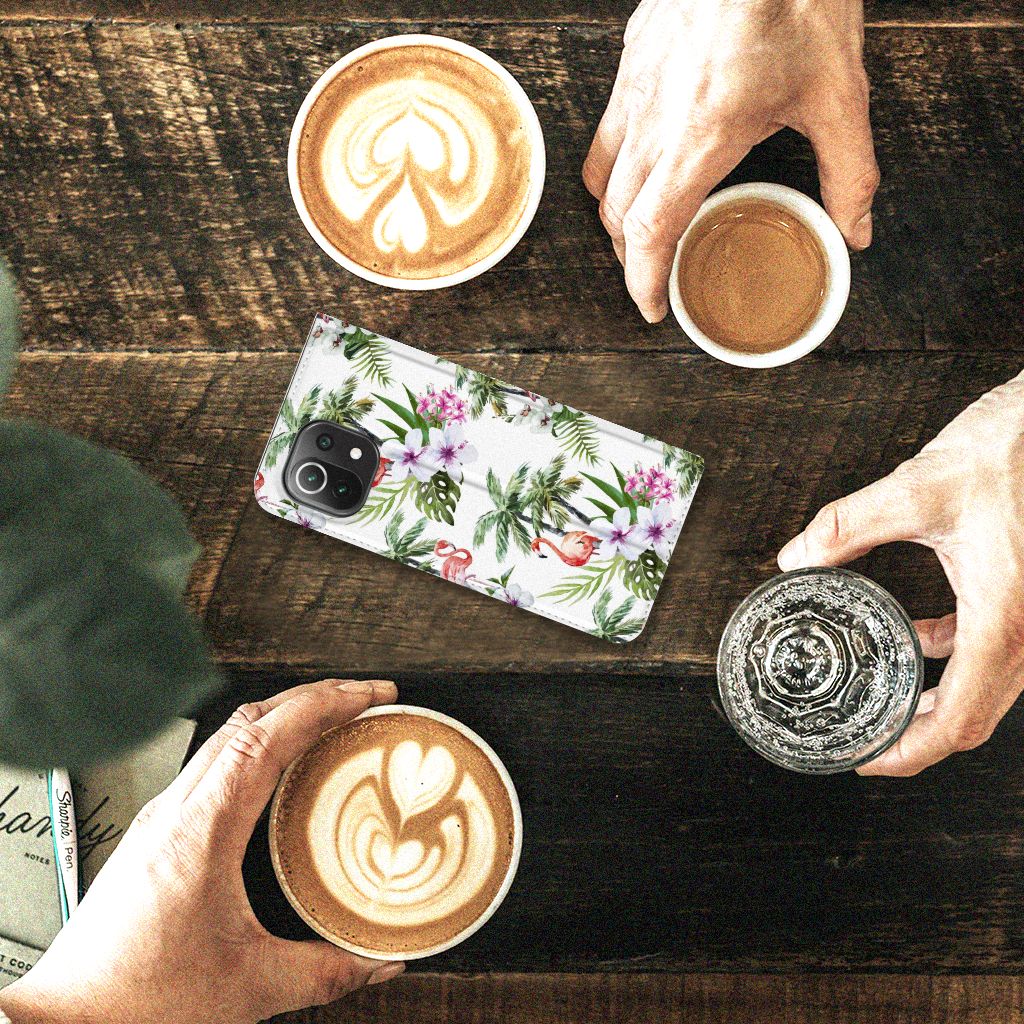 Xiaomi 11 Lite NE 5G | Mi 11 Lite Hoesje maken Flamingo Palms - B2C Telecom