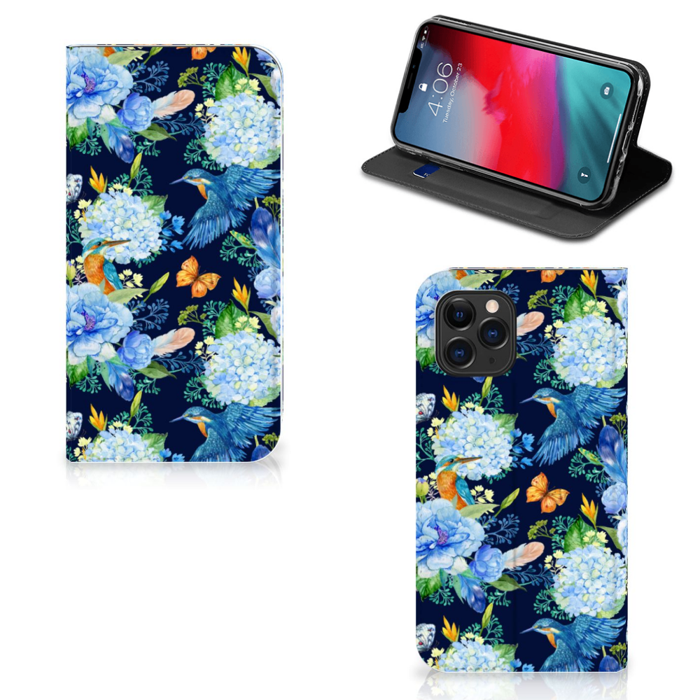 Hoesje maken voor Apple iPhone 11 Pro IJsvogel met bloemen en vlinders, stralend design voor stijl en bescherming đŧ