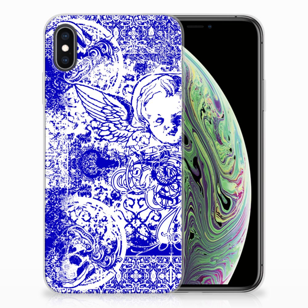 Silicone Back Case Apple iPhone Xs Max Angel Skull Blauw