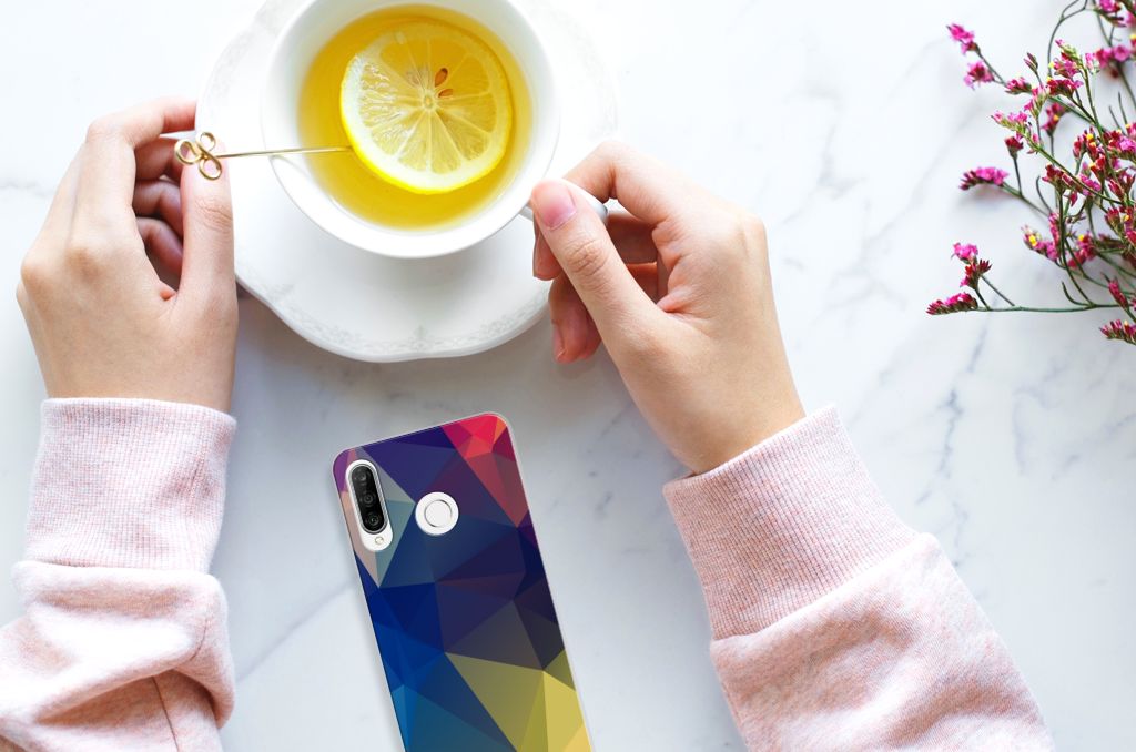 Huawei P30 Lite TPU Hoesje Polygon Dark