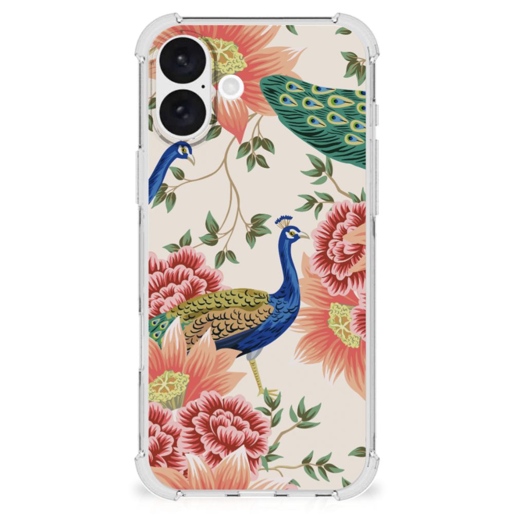 Case Anti-shock voor iPhone 16 Plus Pink Peacock