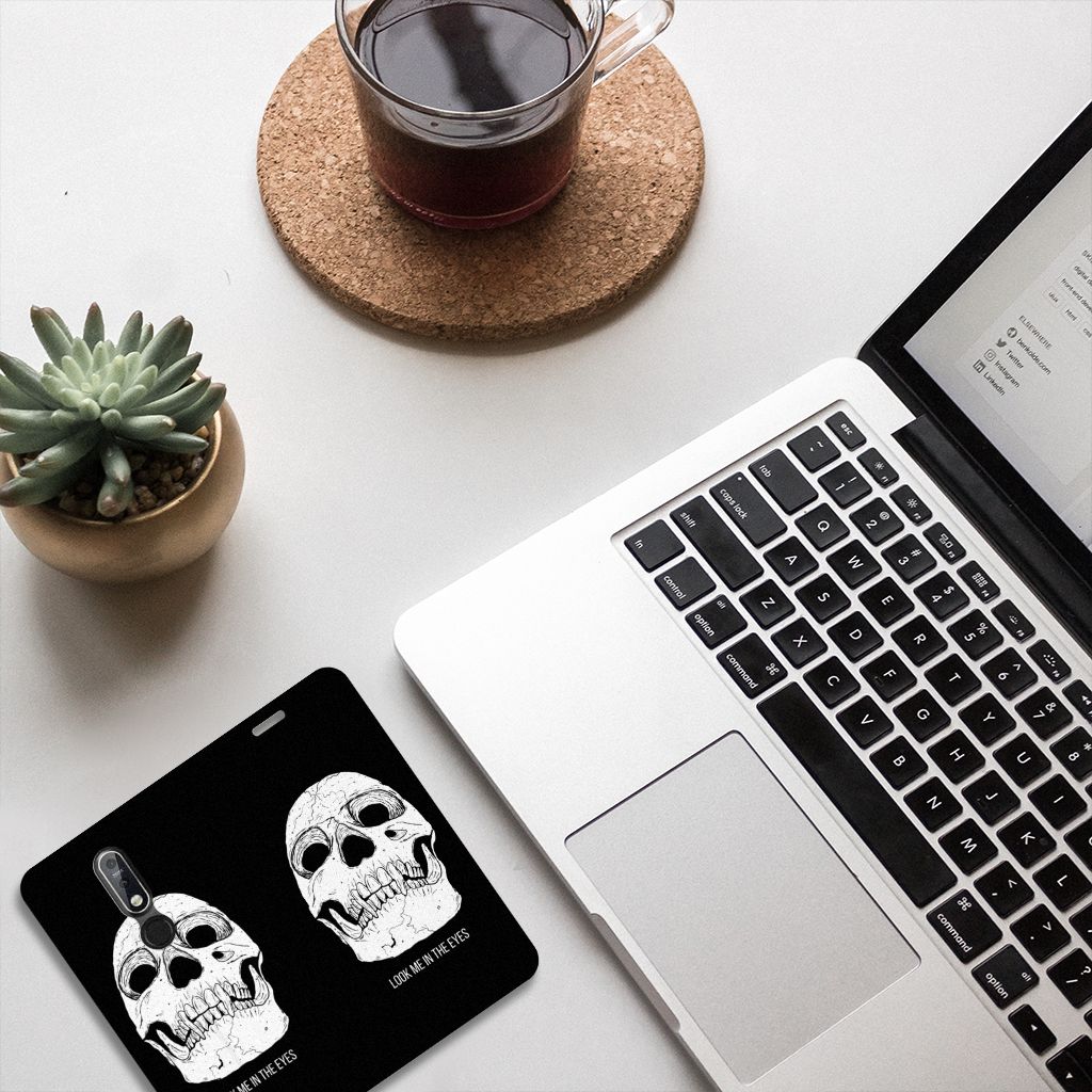 Mobiel BookCase Nokia 7.1 (2018) Skull Eyes