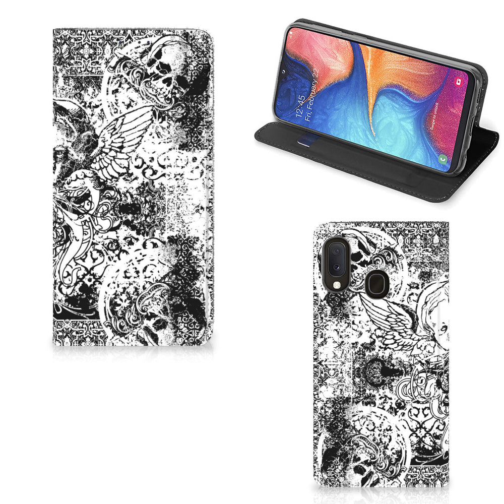 Mobiel BookCase Samsung Galaxy A20e Skulls Angel