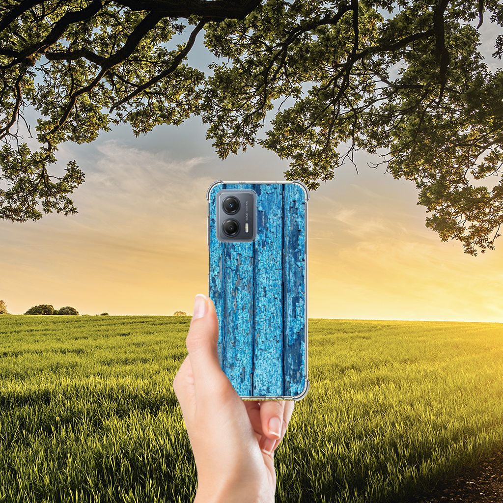 Motorola Moto G53 Stevig Telefoonhoesje Wood Blue B2C Telecom