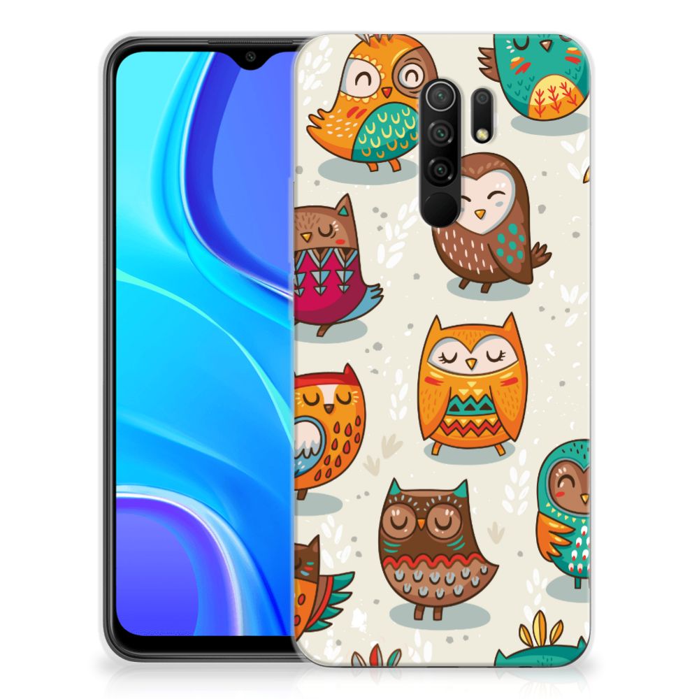 Xiaomi Redmi 9 TPU Hoesje Vrolijke Uilen B2C Telecom