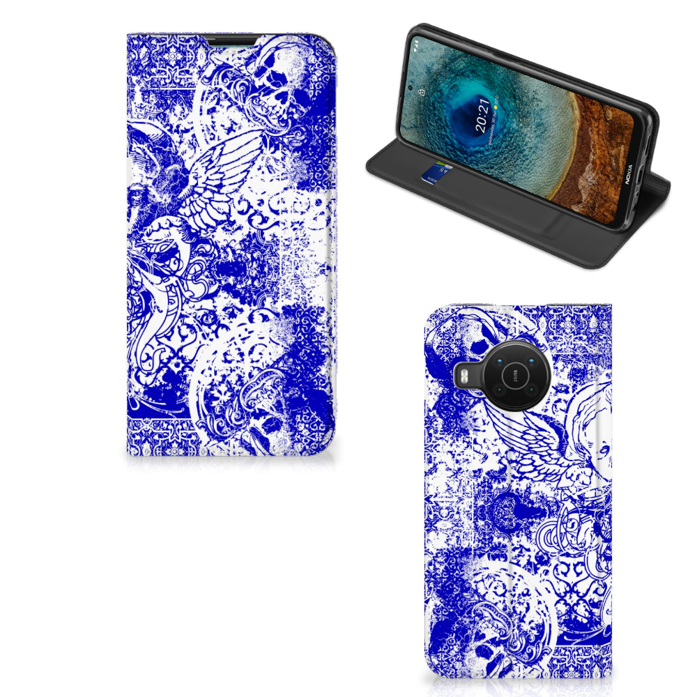 Mobiel BookCase Nokia X20 | X10 Angel Skull Blauw - B2C Telecom