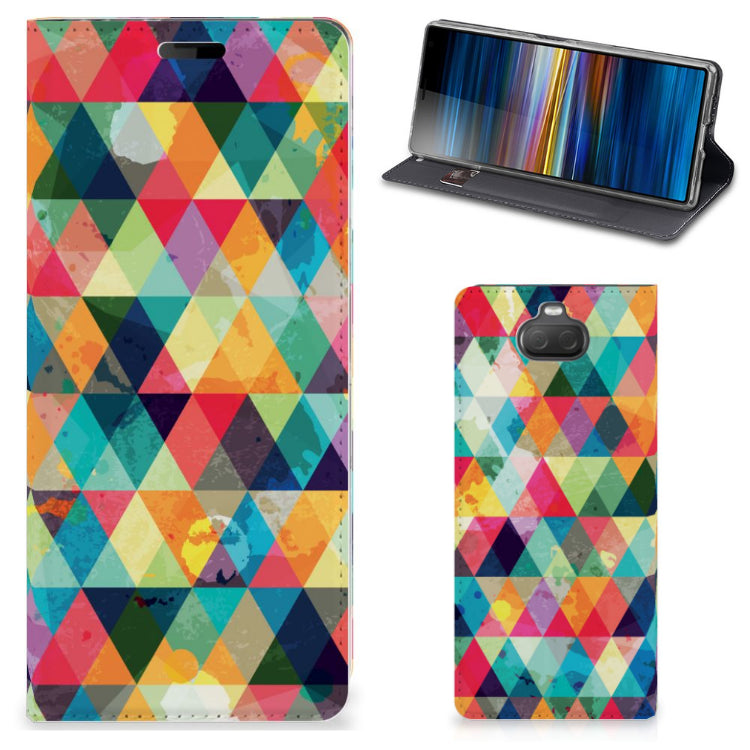 Sony Xperia 10 Hoesje met Magneet Geruit