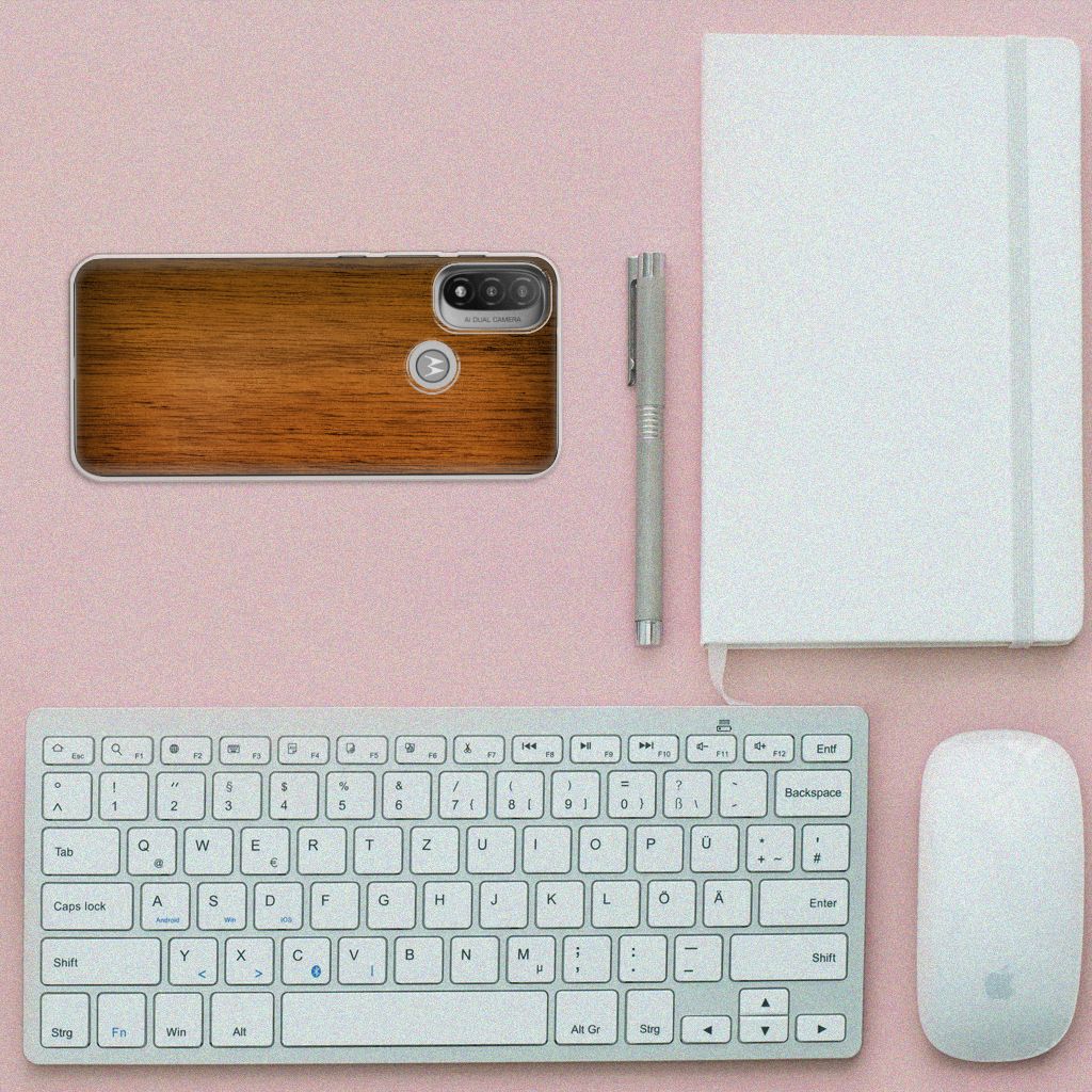 Motorola Moto E20 | E40 Bumper Hoesje Donker Hout B2C Telecom