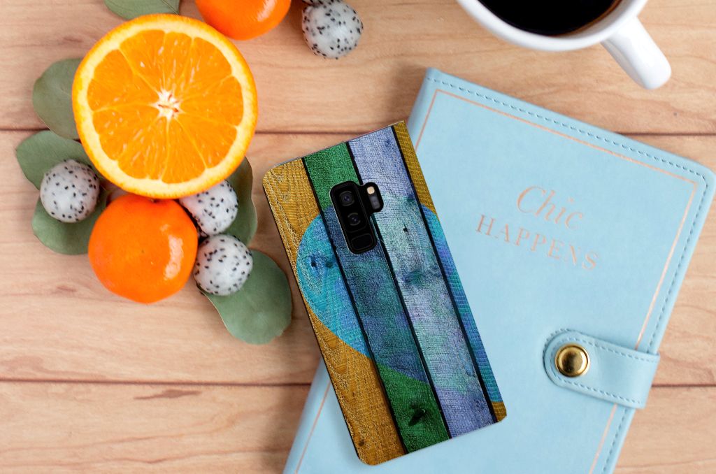 Samsung Galaxy S9 Plus Book Wallet Case Wood Heart - Cadeau voor je Vriend