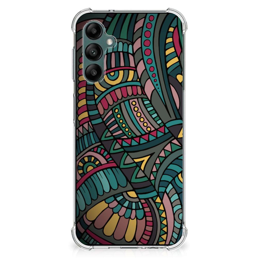 Samsung Galaxy A14 5G/4G Doorzichtige Silicone Hoesje Aztec met kleurrijk design