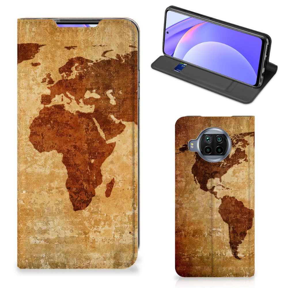 Xiaomi Mi 10T Lite Book Cover Wereldkaart - B2C Telecom
