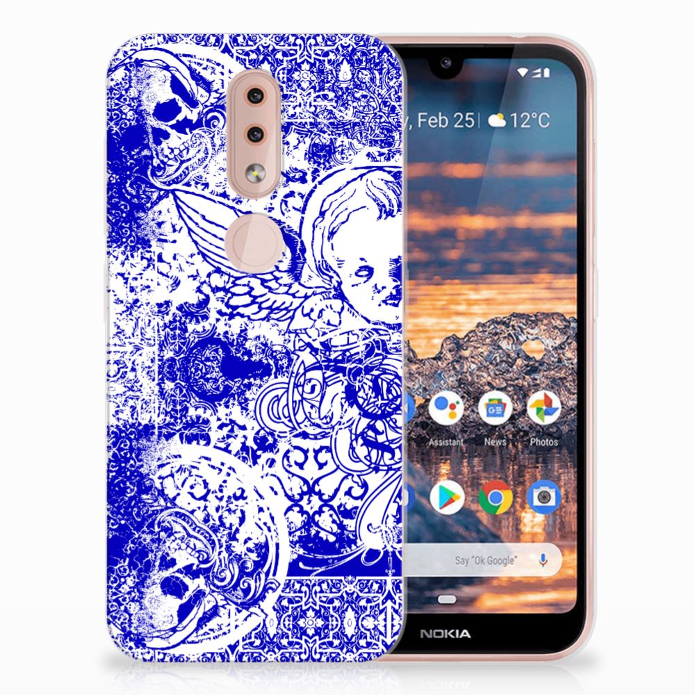 Silicone Back Case Nokia 4.2 Angel Skull Blauw