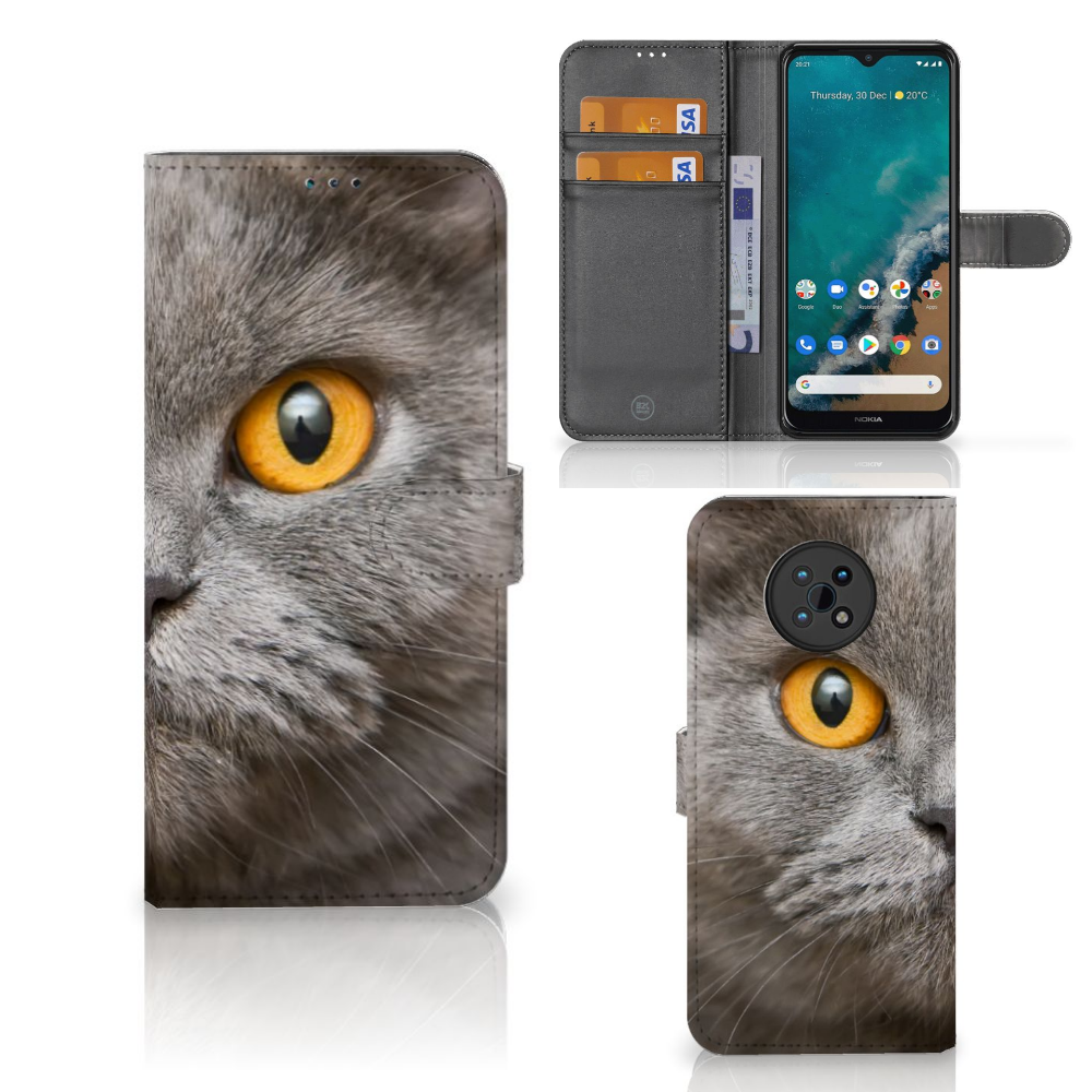 Telefoonhoesje met Pasjes Nokia G50 Britse Korthaar met indrukwekkende kat met gele ogen