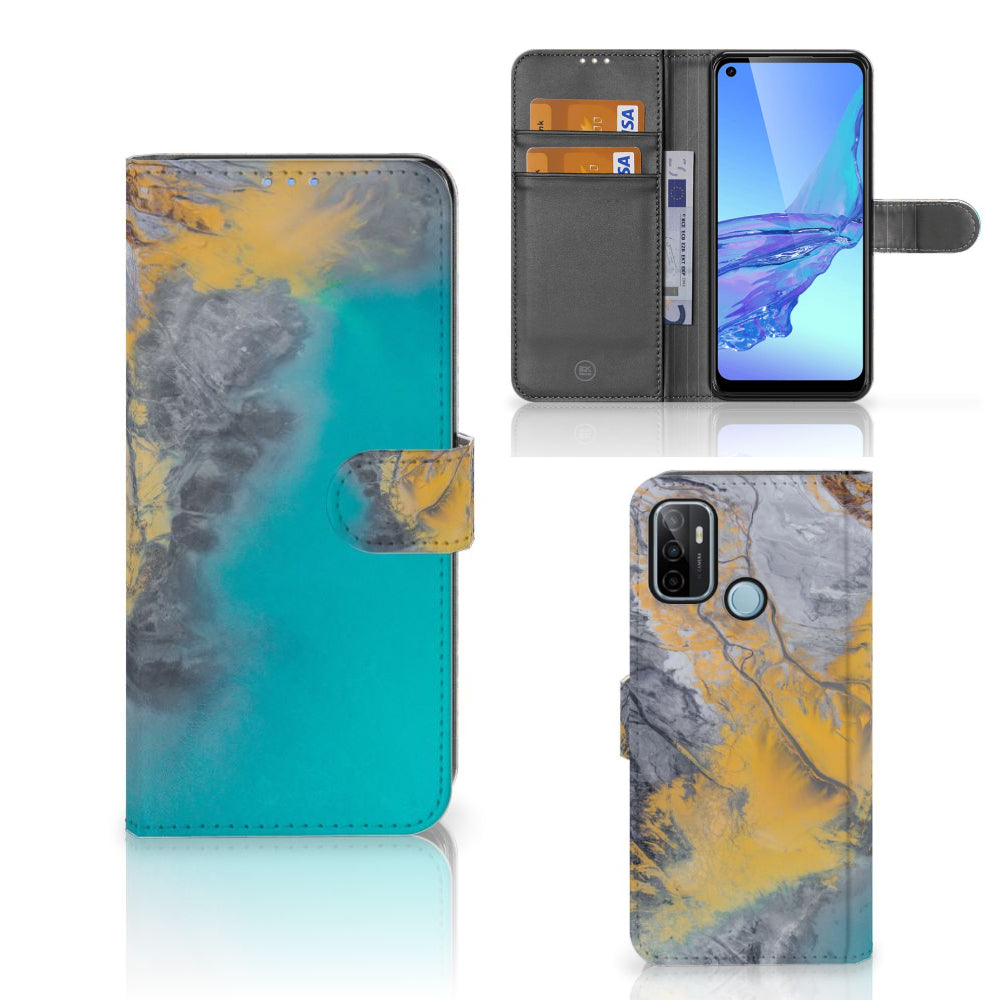 OPPO A53 | OPPO A53s Bookcase Marble Blue Gold