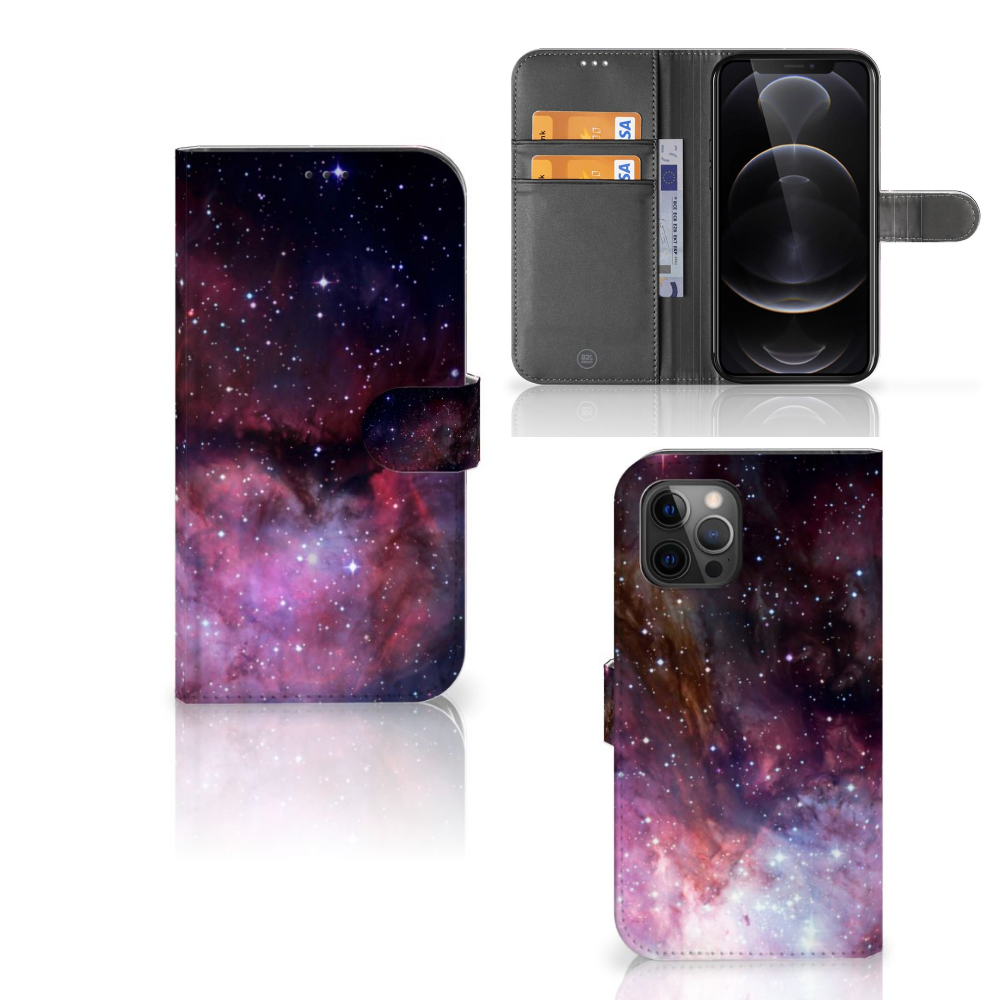 Book Case voor Apple iPhone 12 Pro Max Galaxy met sterren en planeten design đ
