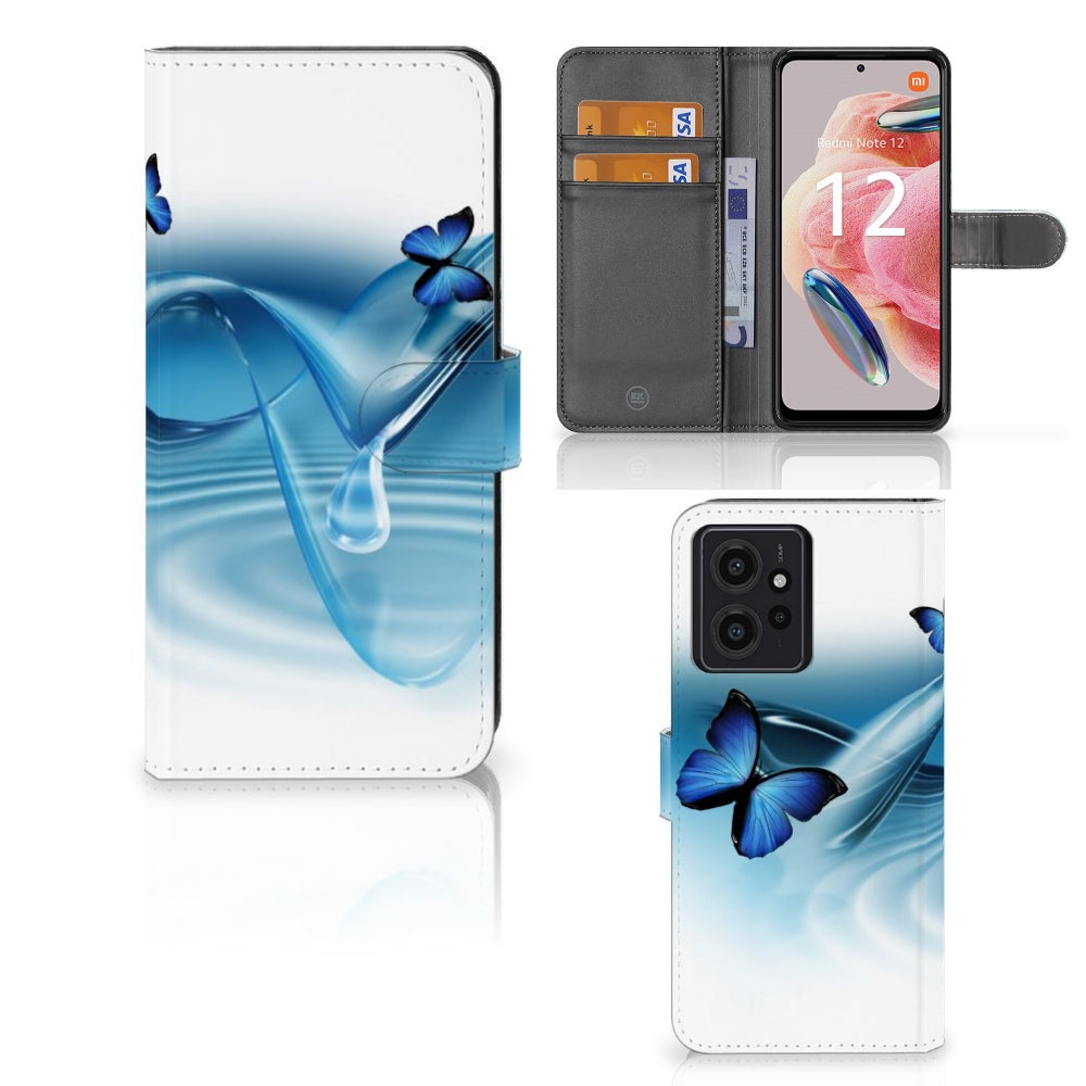 Xiaomi Redmi Note 12 4G Telefoonhoesje met Pasjes Vlinders