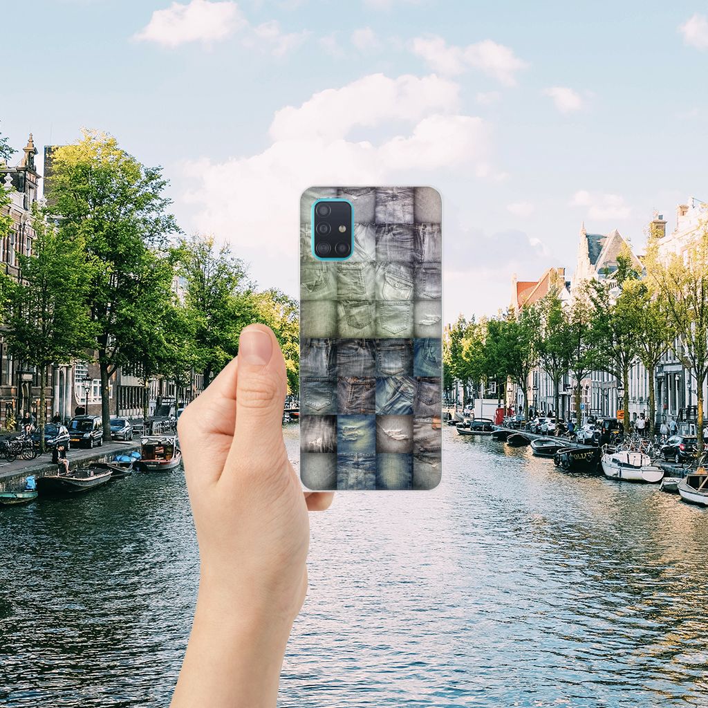 Silicone Back Cover Samsung Galaxy A51 Spijkerbroeken