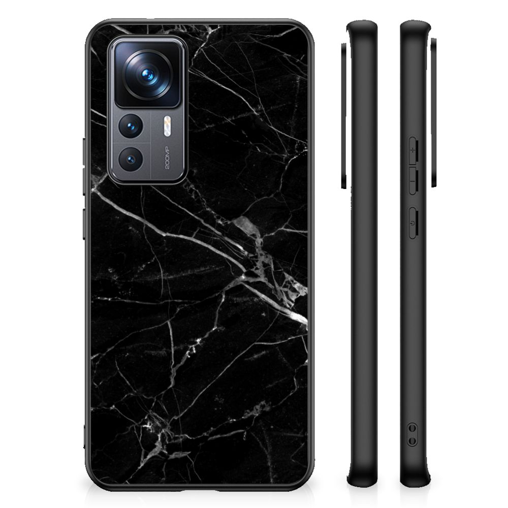 Xiaomi 12T | 12T Pro Marmeren Print Telefoonhoesje Marmer Zwart - Origineel Cadeau Vader