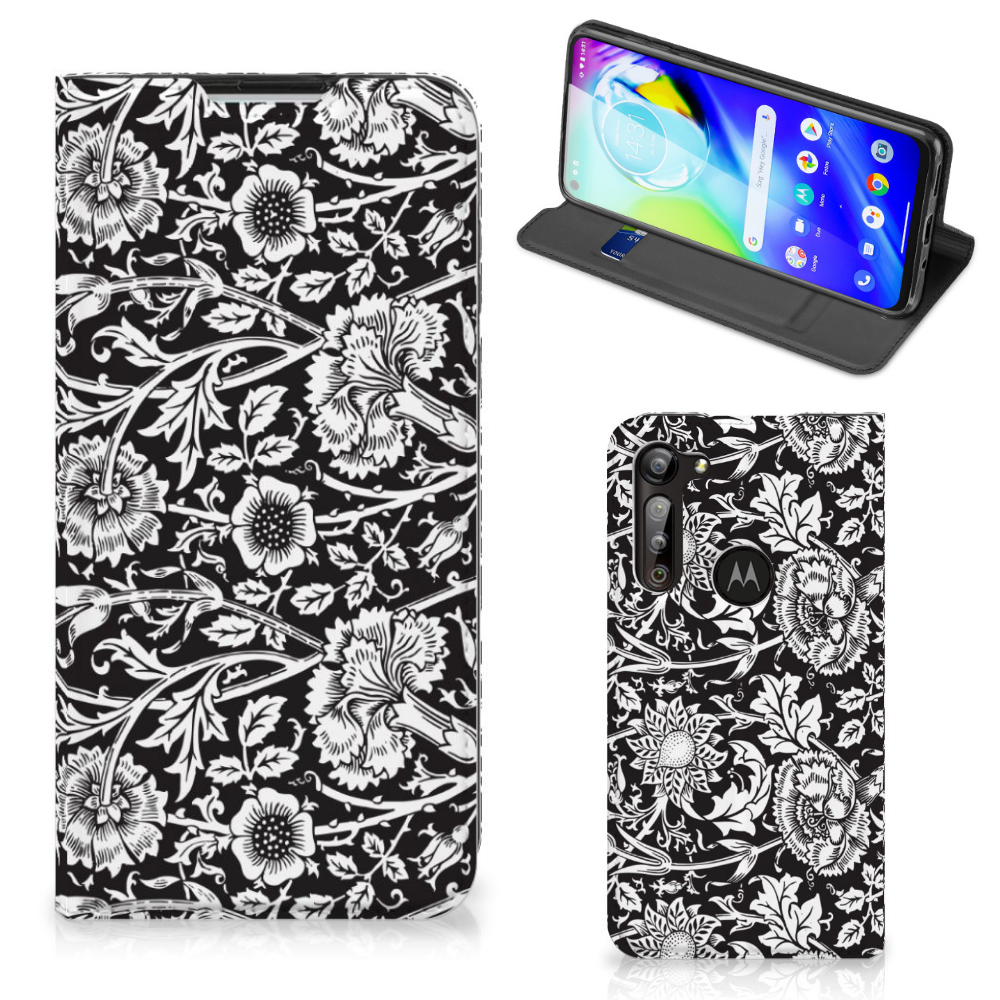 Motorola Moto G8 Power Smart Cover Black Flowers - B2C Telecom