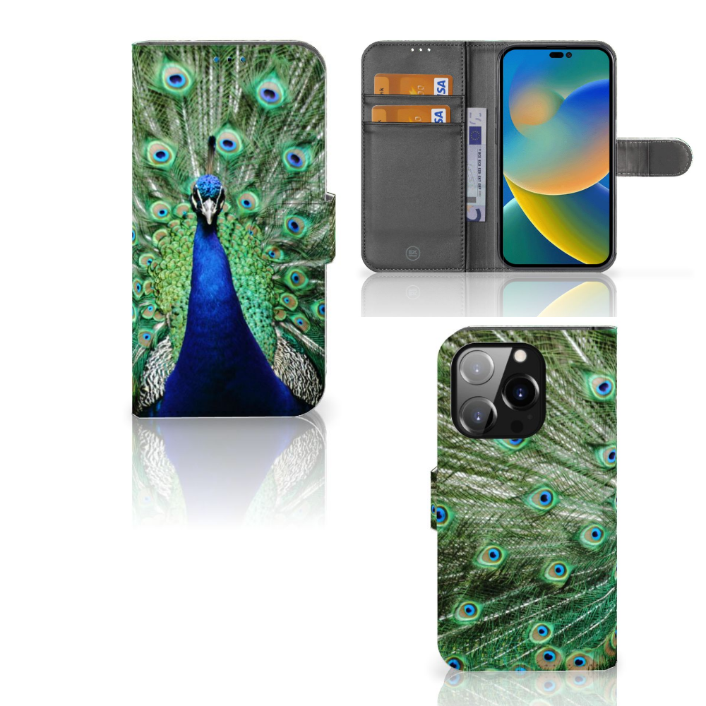 iPhone 14 Pro Telefoonhoesje met Pasjes Pauw