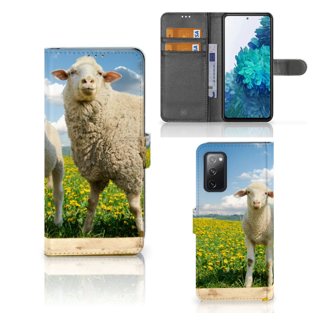 Samsung Galaxy S20 FE Telefoonhoesje met Pasjes Schaap en Lammetje