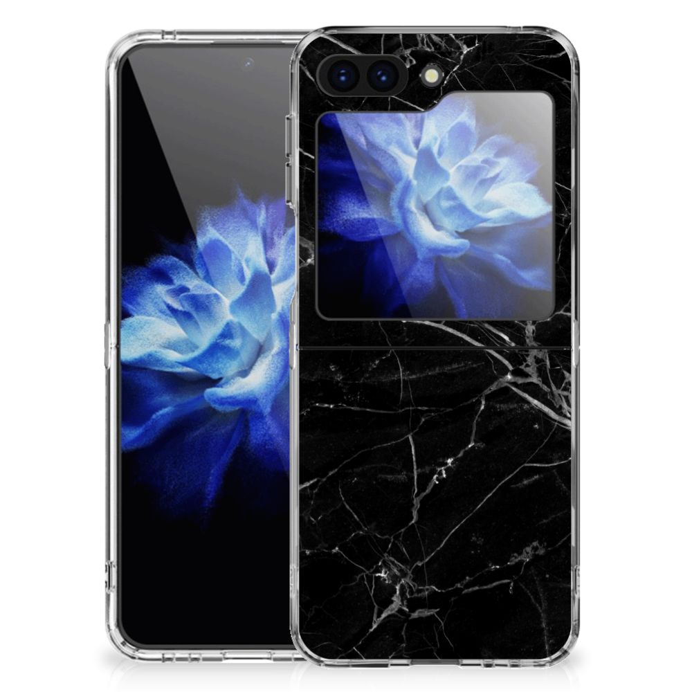 Samsung Galaxy Z Flip 5 TPU Siliconen Hoesje Marmer Zwart - Origineel Cadeau Vader