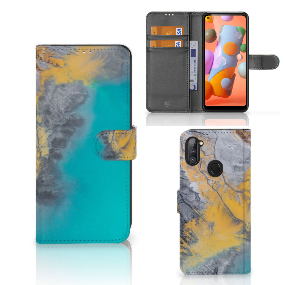 Samsung Galaxy M11 | A11 Bookcase Marble Blue Gold