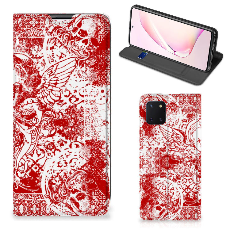 Mobiel BookCase Samsung Galaxy Note 10 Lite Angel Skull Rood