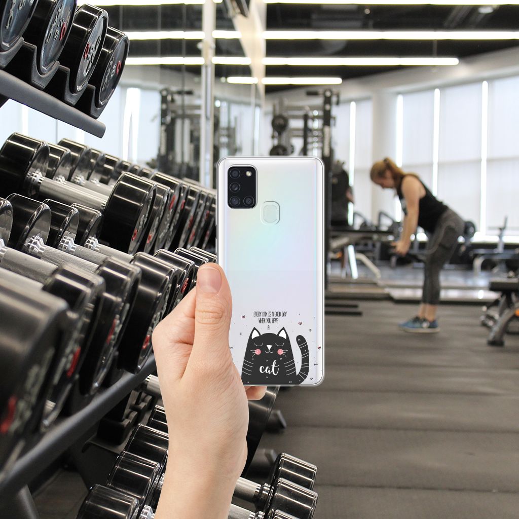 Samsung Galaxy A21s Telefoonhoesje met Naam Cat Good Day B2C Telecom