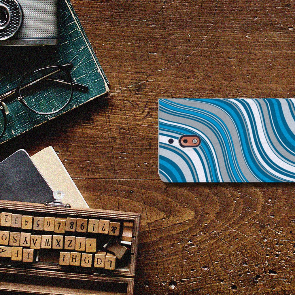 Nokia 2.1 2018 Hoesje met Magneet Waves Blue
