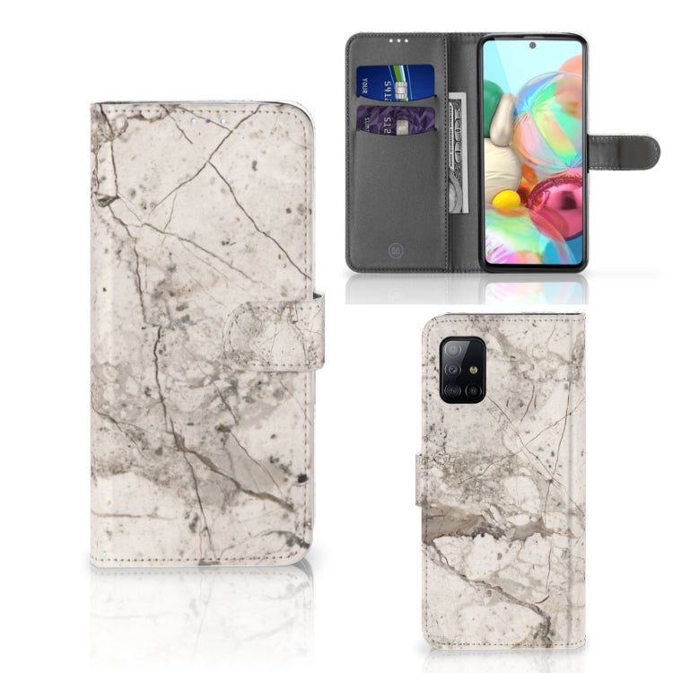 Samsung Galaxy A71 Bookcase Marmer Beige
