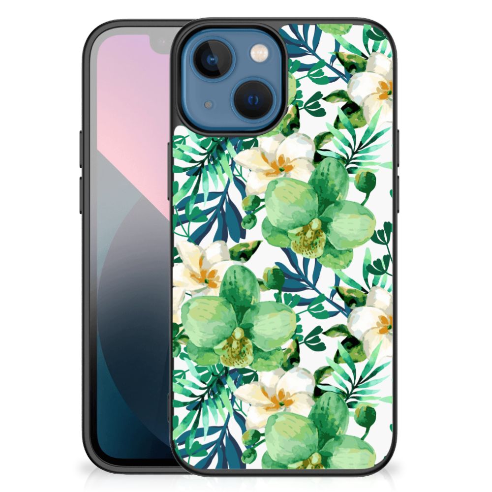 Apple iPhone 13 mini Bloemen Hoesje Orchidee Groen