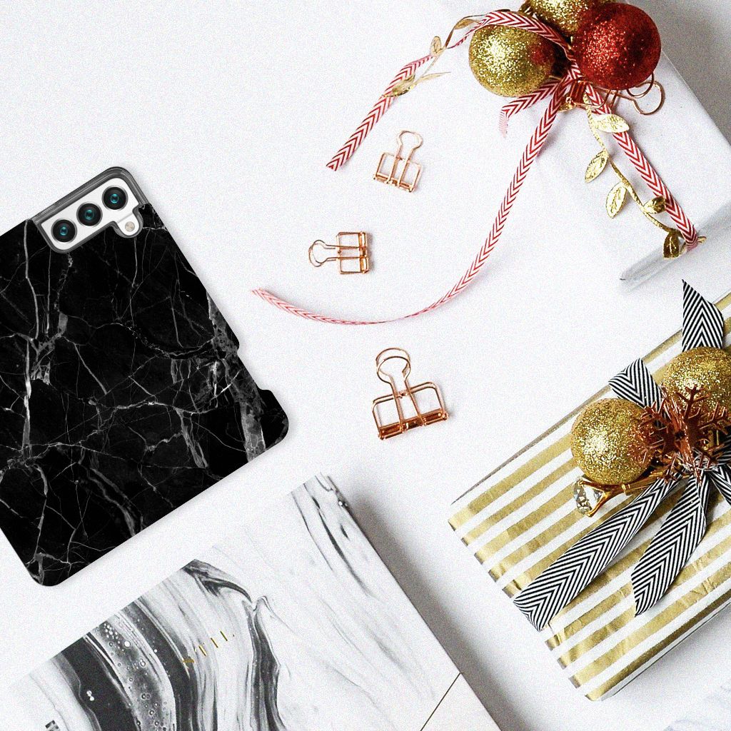 Samsung Galaxy S22 Standcase Marmer Zwart - Origineel Cadeau Vader - B2C Telecom