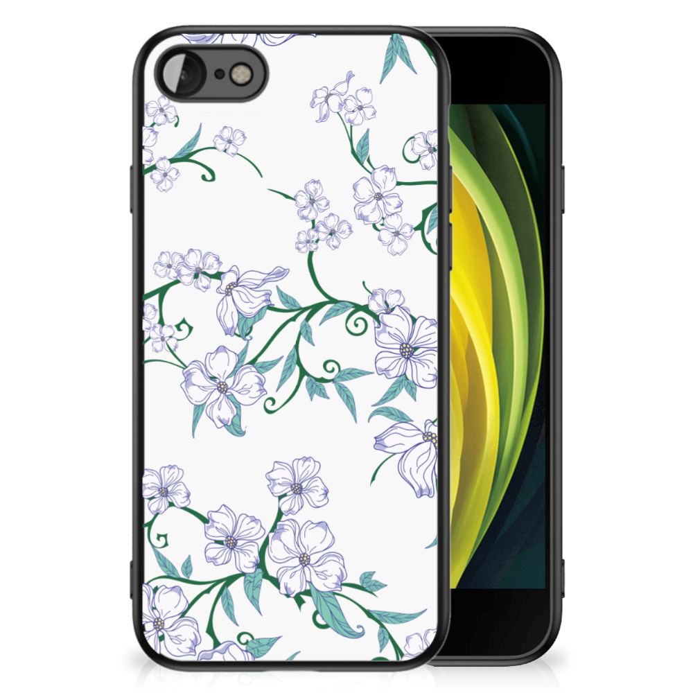 iPhone SE 2022 | SE 2020 | 7/8 Uniek Bloemen Hoesje Blossom White met bloemenprint en schokabsorberend materiaal.