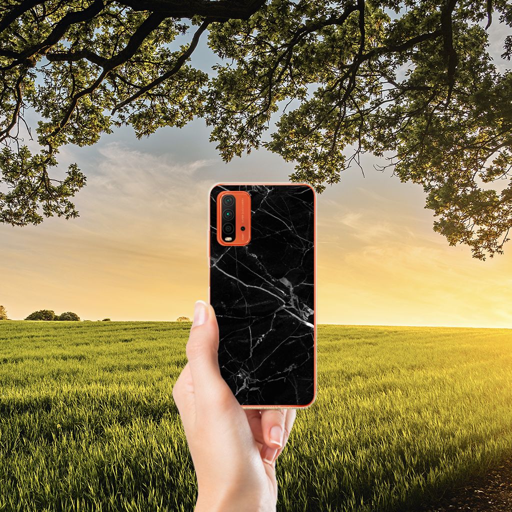 Xiaomi Poco M3 TPU Siliconen Hoesje Marmer Zwart - Origineel Cadeau Vader B2C Telecom