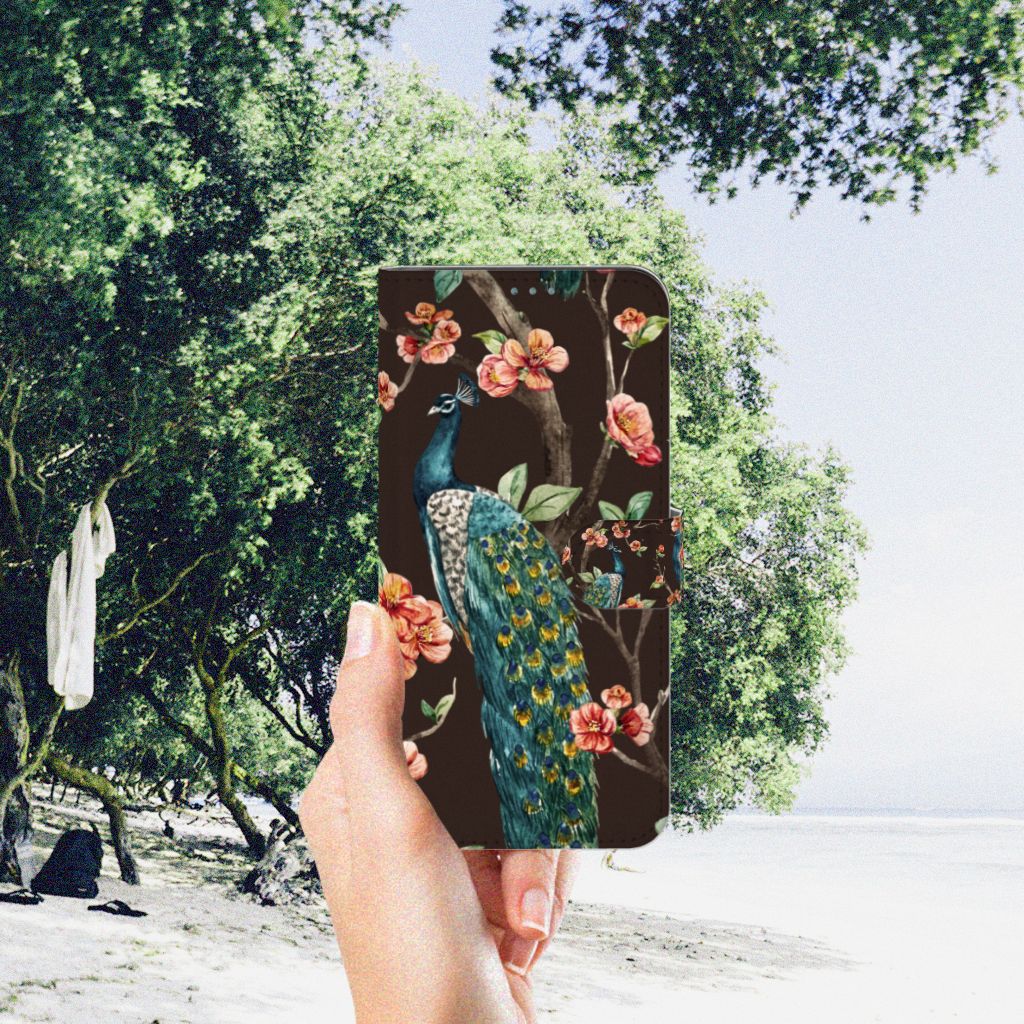 Nokia X10 | Nokia X20 Telefoonhoesje met Pasjes Pauw met Bloemen