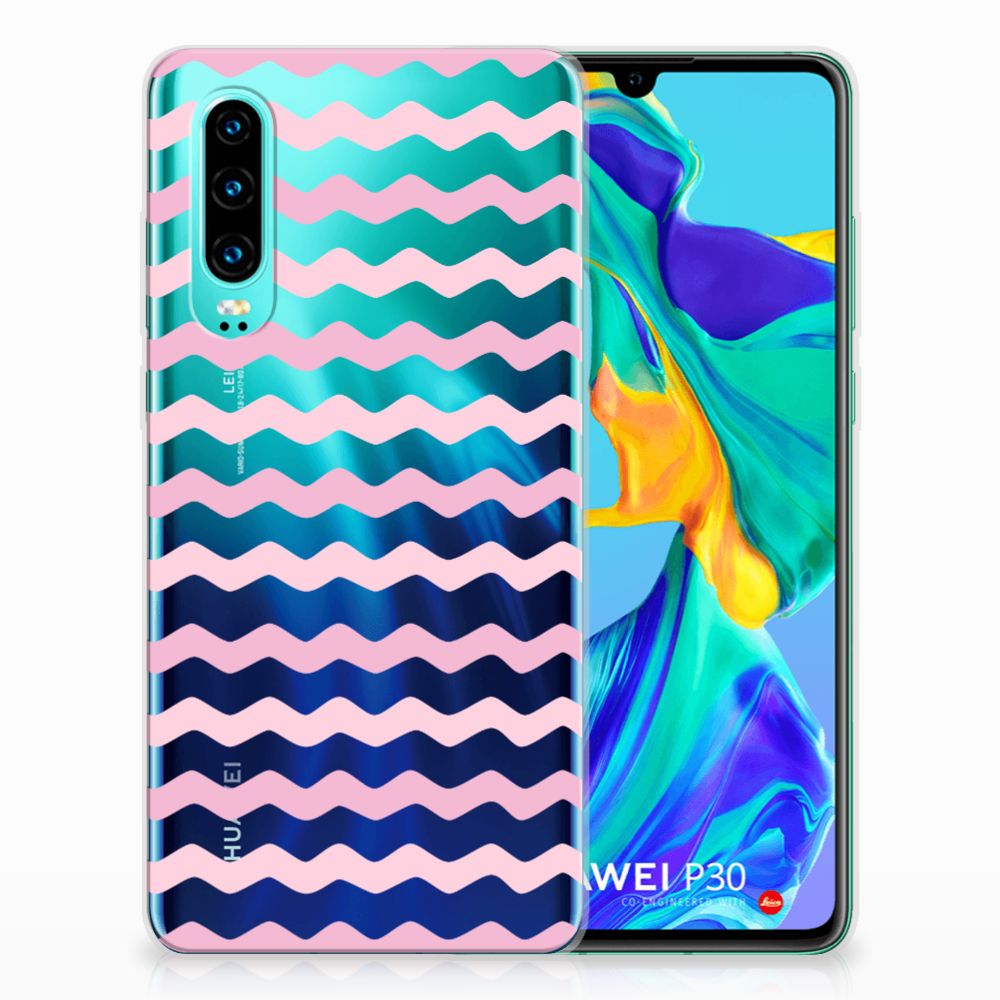 Huawei P30 TPU bumper Waves Roze